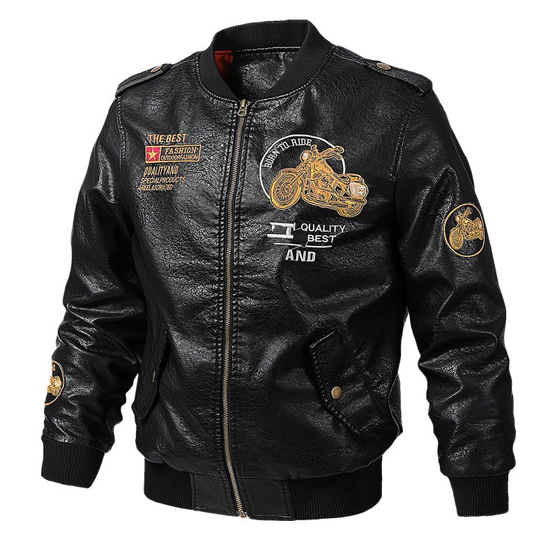 

New Designer Jacket Clothing Faux Leather men PU jackets Bomber Windbreaker winter warm Thick Baseball coats hip hop treetwear autumn zipper, Brown
