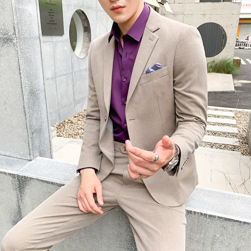 

Suit set men's two-piece set, Light grey