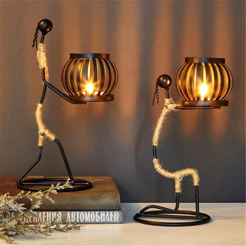 

Candlestick Iron Art Gift Home Decoration Character Sculpture Handmade Figurines Candle Holder Decor