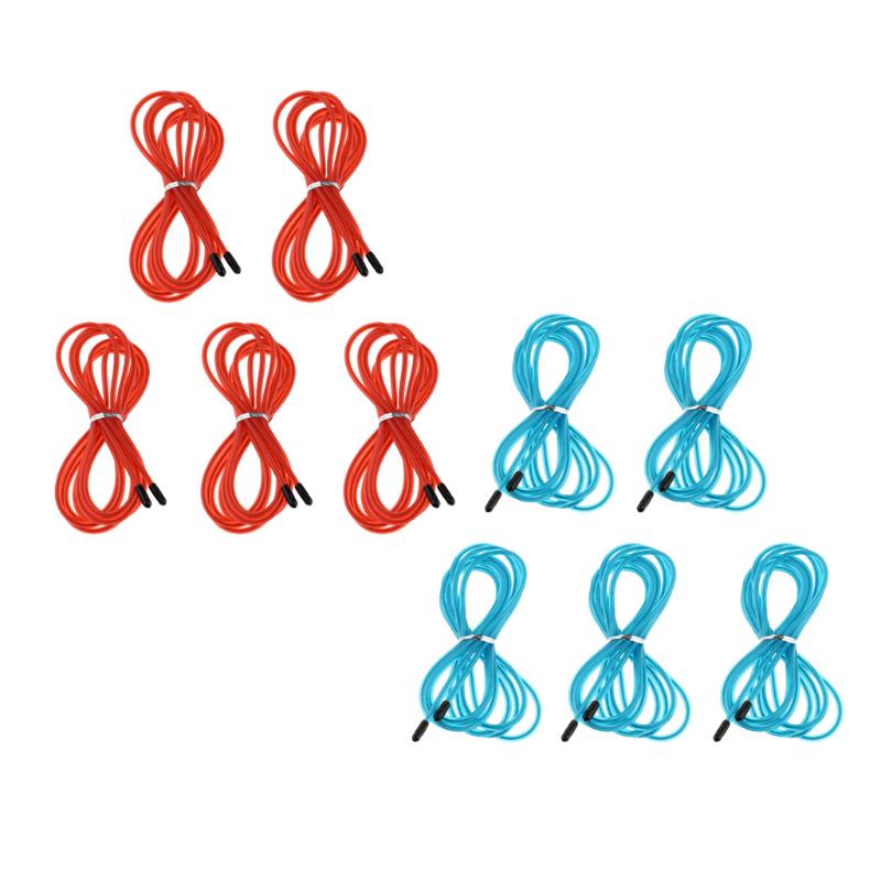 

10 pcs Replacement Jump Rope Cable Skipping Rope Cords with End Cap for Speed Training Blue Red Set