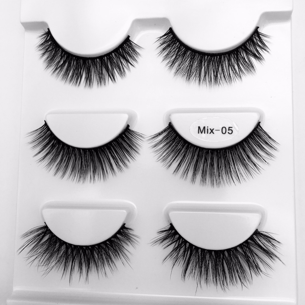 

3 Pairs Mixed Style Mink Lashes Soft Natural False Eyelashes Thick Mink Hair False Lashes Eyelash Extension Makeup Faux