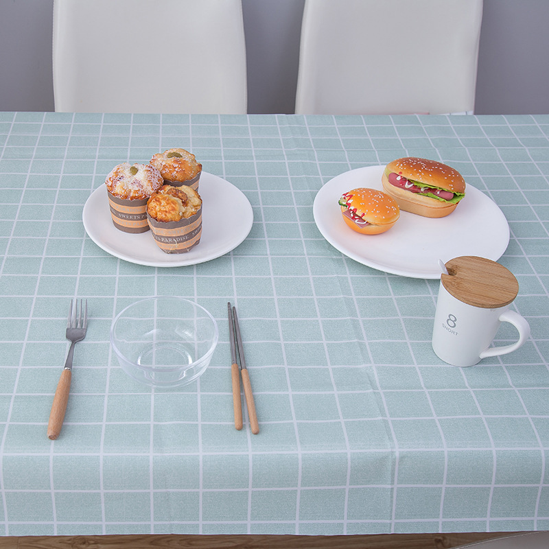 

Table Cloth Waterproof Heat Resistant Oil Resistant Disposable INS GIRL'S Heart Table Fabric Cover PVC Long Fabric T, Gray plaid