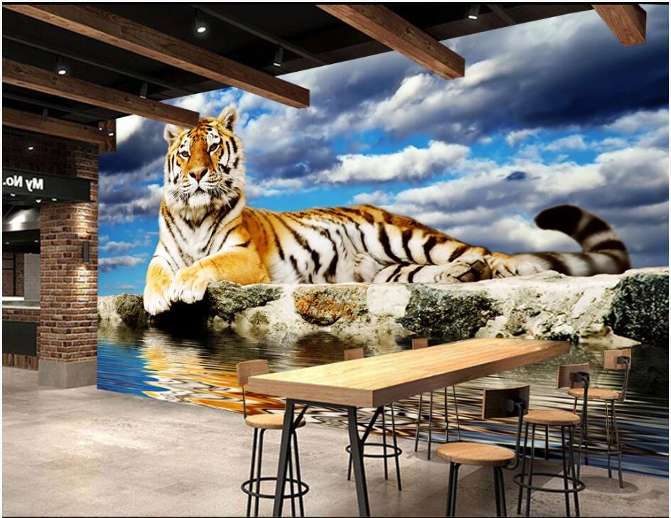 

Custom photo wallpaper mural 3d wall paper Beautiful photography tiger landscape background home decor living room wallpaper for walls 3 d, Non-woven wallpaper