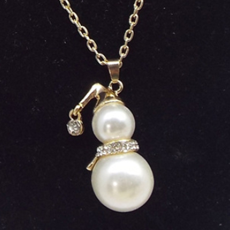 

Collares Choker Kolye Jewelry Long Sweater Chain Christmas Gift Set With Pearl Snowman Gourd Pendant Necklace Female