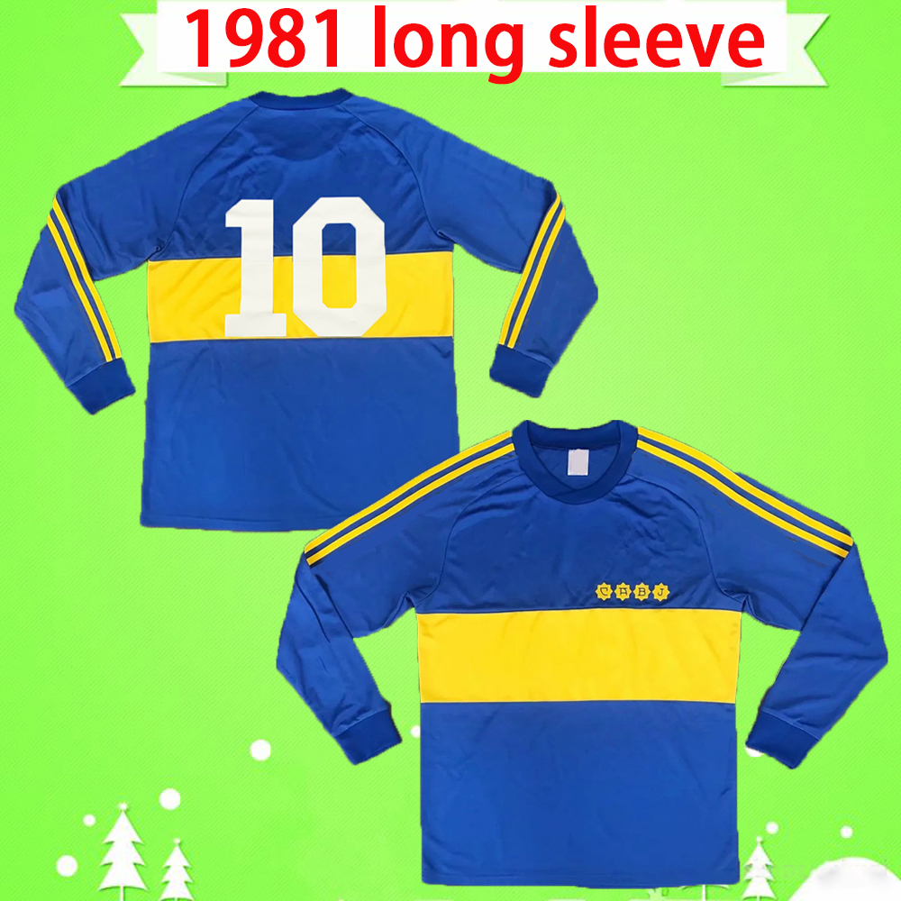 

Long sleeve Club Atletico 1981 Retro Boca Juniors soccer jerseys vintage football shirts home blue yellow MARADONA classic antique camisetas, Long sleeve 1981