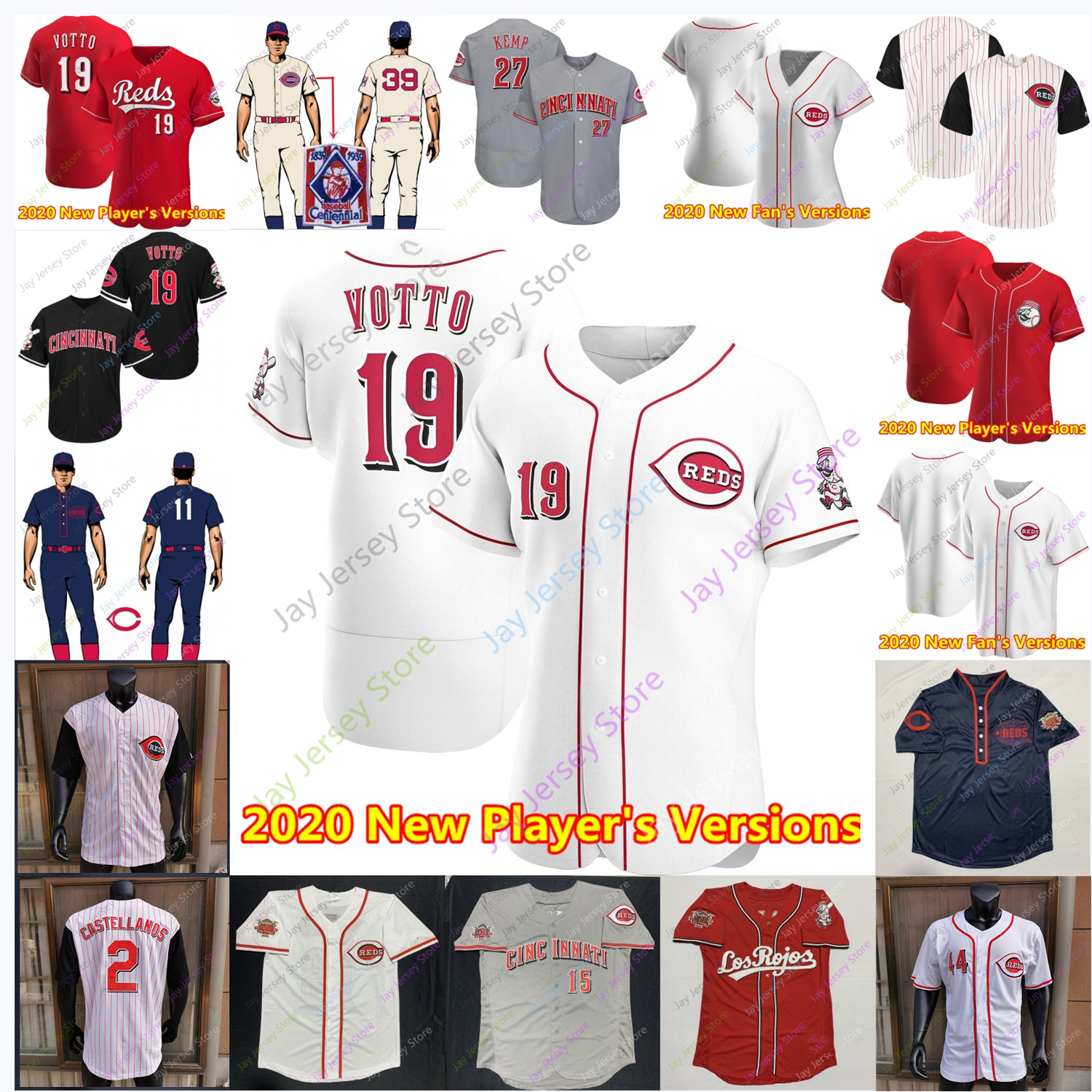 

2020 New Cincinnati Jersey Tucker Barnhart Barry Larkin Nicholas Castellanos Travis Jankowski Raisel Iglesias Michael Lorenzen Tony Perez, 1990 white