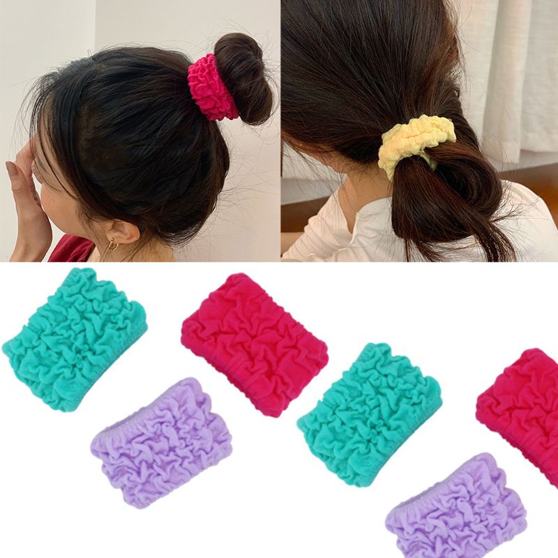 

3Pcs/Pack Korean Women Girls Scrunhies Elastic Hair Bands Rope Sweet Candy Color Wrinkled Ruched Bubble Ponytail Holder