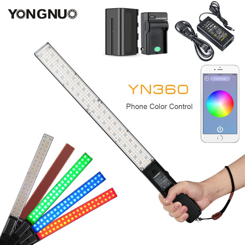 

Yongnuo YN360 Handheld Ice Stick LED Video Light Adjustable Color Temperatur 3200k to 5500k RGB colorful controlled by Phone App