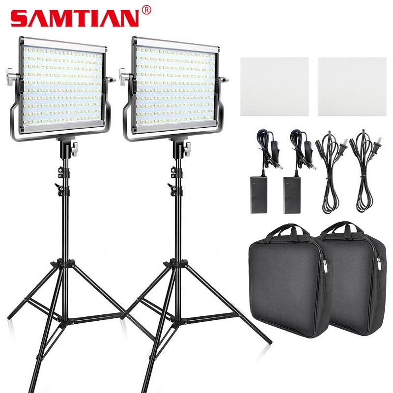 

SAMTIAN Video Light L4500 2 Kit panel light Dimmable 3200K 5500K with tripod for studio YouTube photography lighting LED