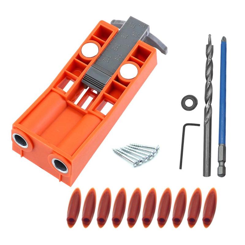 

Woodworking Pocket Hole Jig Kit Drill Guide Angle Drill Guide Set w/2 Magnets Hole Puncher Locator For DIY Carpentry Tools