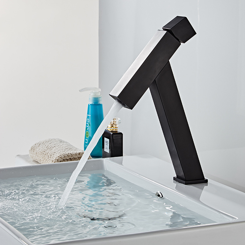 

Basin Faucet Mixer Black Brass Single Handle Faucet Hot and Cold Water Sink Mixer Tap Chrome Bathroom Lavatory Tap