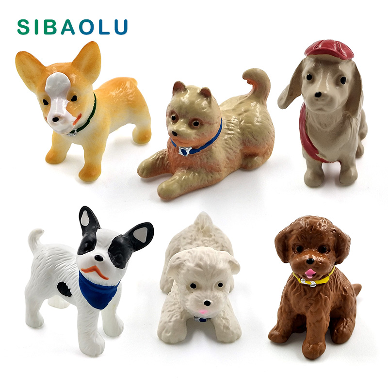 

1pc Playing Dog Figurine Miniature Lifelike Puppy Animal Decoration mini fairy garden Cartoon statue craft Home Car Ornament