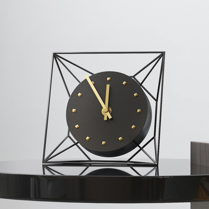 

3D Metal Square Table Clock Desktop Decorative Minimal Cold Wind Mute Clocks Living Room Decoration Bedroom Study Home Decor