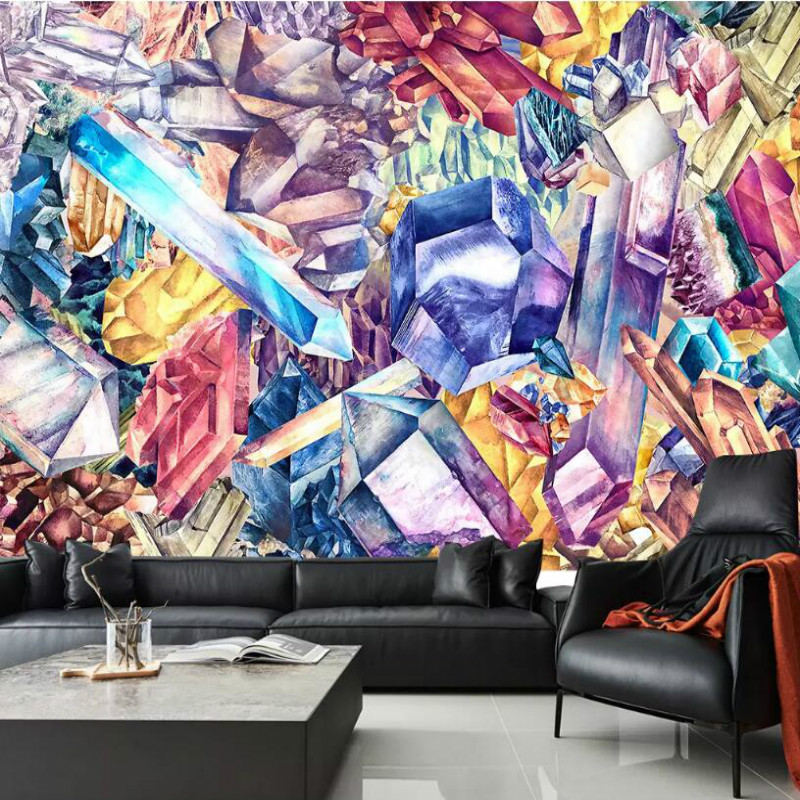 

Hand painted watercolor diamond crystal Mural Wallpaper for Living Room backdrop Walls Painting Modern Simple Wallpapers 3D, Embossment paper