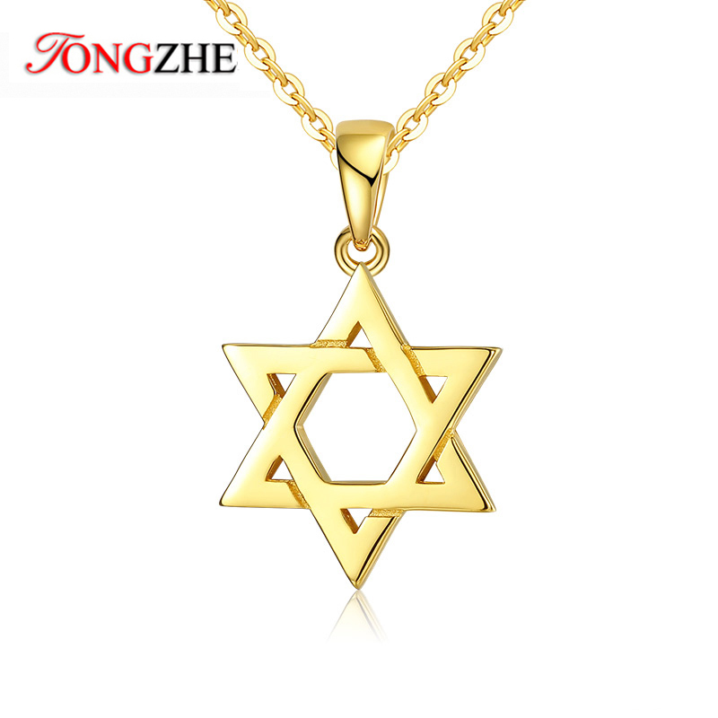 

TONGZHE Star Of David Pendant 925 Sterling Silver Necklace Collare MagenIsrael Chain Necklace Women Judaica Jewish Men Jewelry