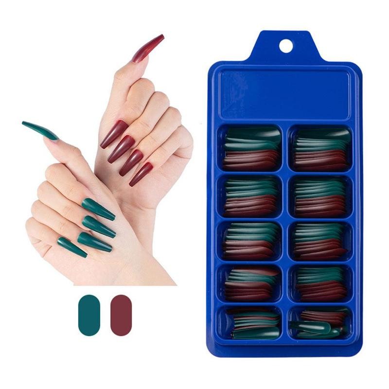 

100pcs Professional Full Cover Fake Nail Tips Colorful Coffin Long Ballerina Nail Art 10 Sizes Press on Nails Manicure Soft Box