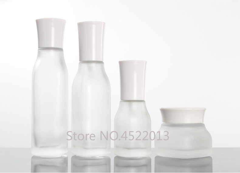 

10pcs/lot 120ml100ml40ml Frosted Cosmetic Liquid Dispenser,Glass High Quality Emulsion/Lotion Pump Vial,50G Cream Refillable Jar