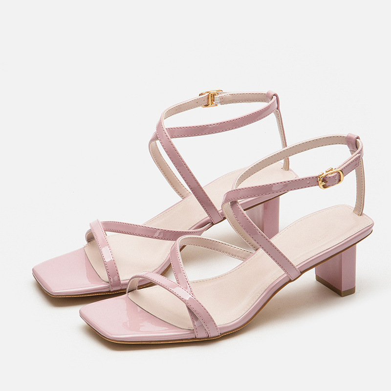 

New Summer 2020 Fashion Sandals Feminine Cross tied Versatile Stiletto Heels Lady Summer Sandals 41 size Elegant, Purple