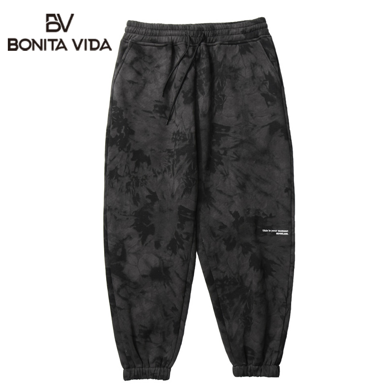 

Bonita Vida Harajuku Tie Dye Print Fleece Sweatpants Streetwear Mens 2020 Hip Hop Casual Joggers Sweat Pants Fashion Trousers, Black