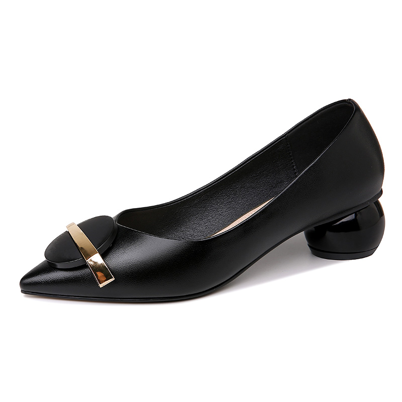

2020, new party, travel, work, fashion, women's shoes, soft shoes, soft soles, square toes, thick heels, single shoes, Black
