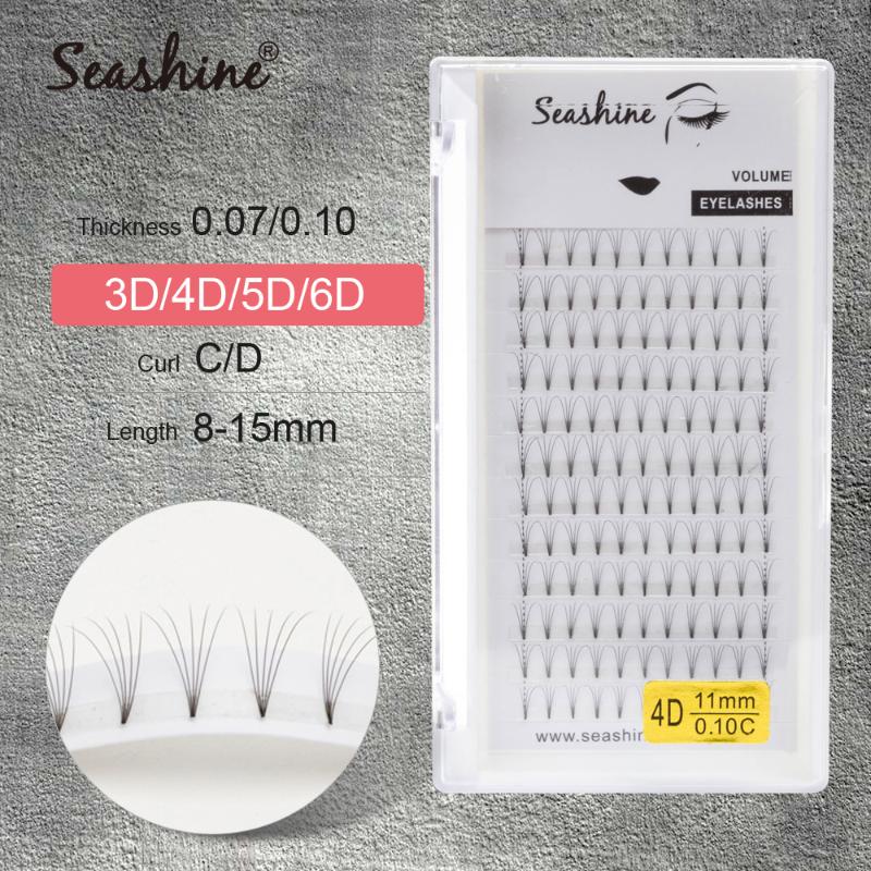 

Seashine Faux Mink Lashes 3D/4D/5D/6D short stem eyelash extension handmade synthetic hair Russian volume lashes Premade Fans