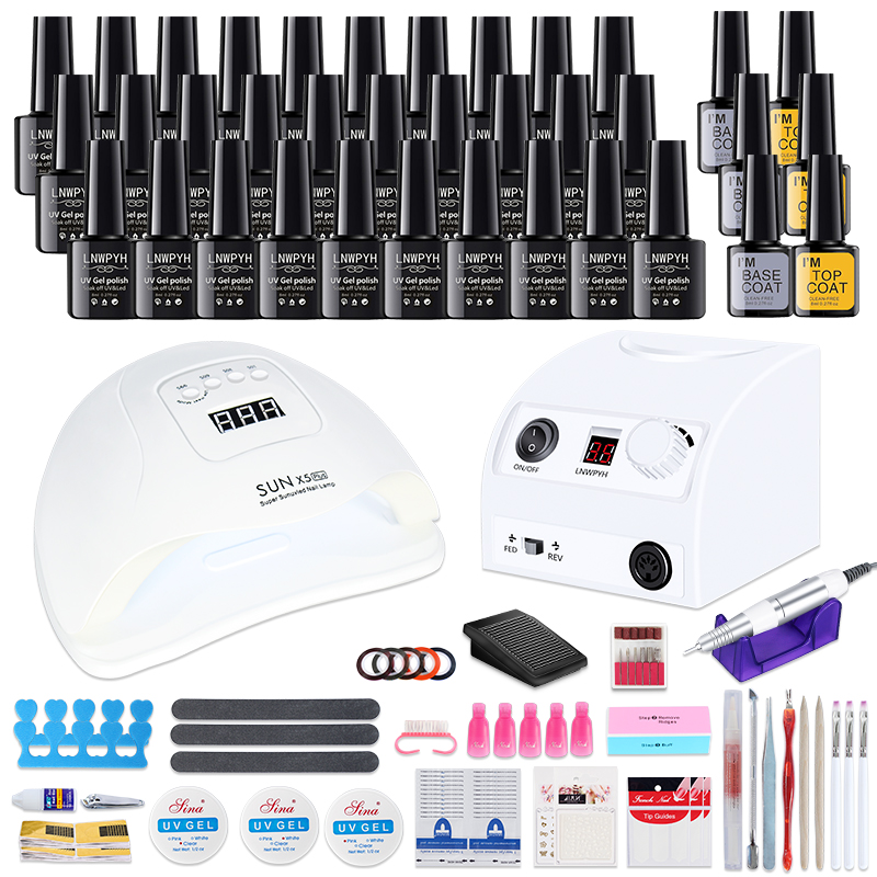 

Nail Set UV Lamp With 54W Nail Dryer Choose 30/20/10 Color Gel Polish Kit 35000RPM Electric Drill Machine Manicure Set