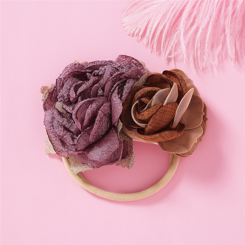 

New Flower Nylon Headbands Two Chiffon Floral Head wear Hair Bands Cute Soft Elastic Customized Hair Accessories For Girls, Nsfb-9692-2a3307
