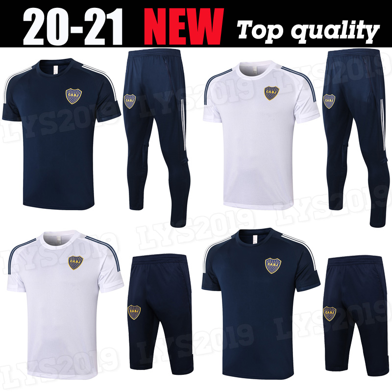 

2020 2021 Short sleeve training Boca soccer wear set GAGO OSVALDO CARLITOS PEREZ DE ROSSI TEVEZ PAVON JRS MEN football train suit, Black
