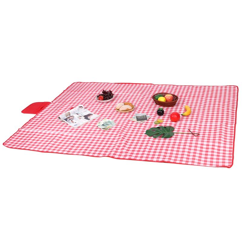 

Foldable Picnic Mat Pad Convenient Waterproof Moisture-Proof Picnic Blanket for Outdoor Camping Red White Grids Carpet, As pic