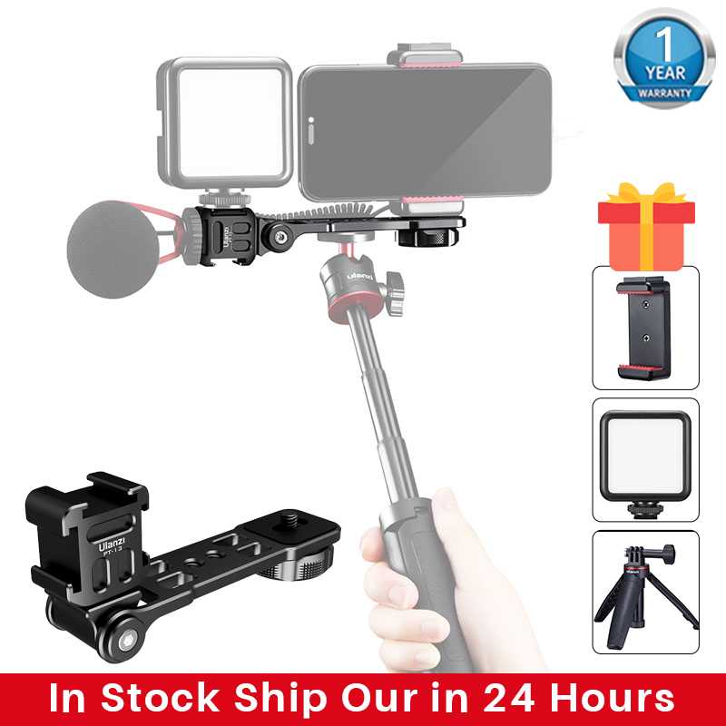 

Ulanzi PT-13 Three-headed Cold Shoe Bracket Tripod Extension Holder Mic Fill Light Stabilizer Gimbal Kit Camera Accessories
