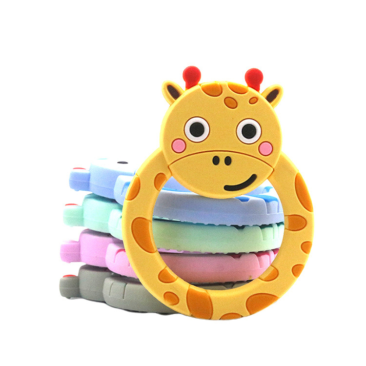 

2020 Animal Silicone Teethers Giraffe Cartoon Baby Teething Ring BPA Free Food Grade Toddler Silicone Chew Baby Teething Teether Gift Toys
