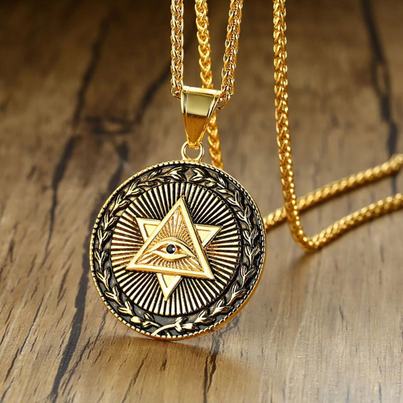 

Stainless Steel Horus Eyes Pendant Necklace Egyptian Pharaoh Gold Necklaces Jewelry For Men Women