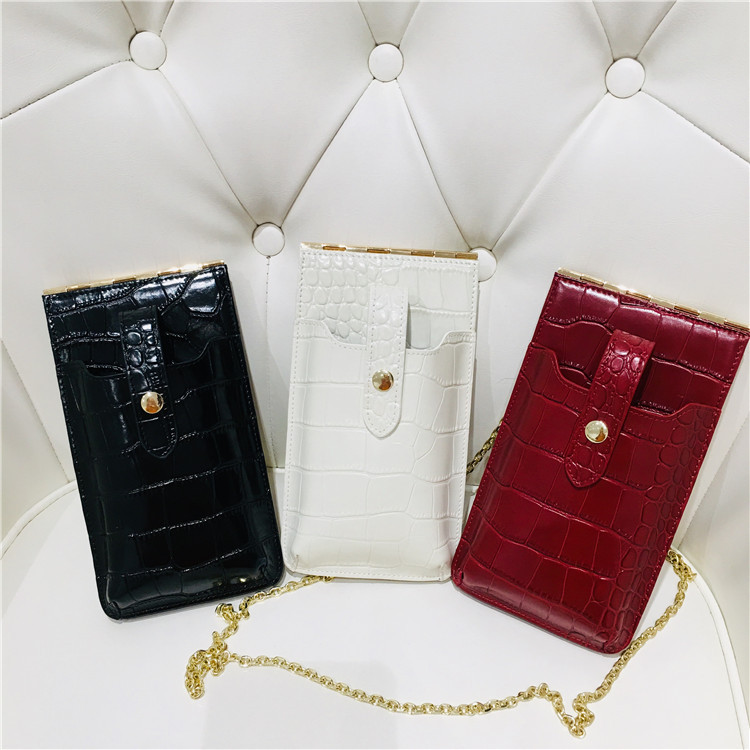 

Genuine Leather Crocodile Wallet Bag Fashion Single Chain Shoulder Bag Crossbody Bags for Women, White