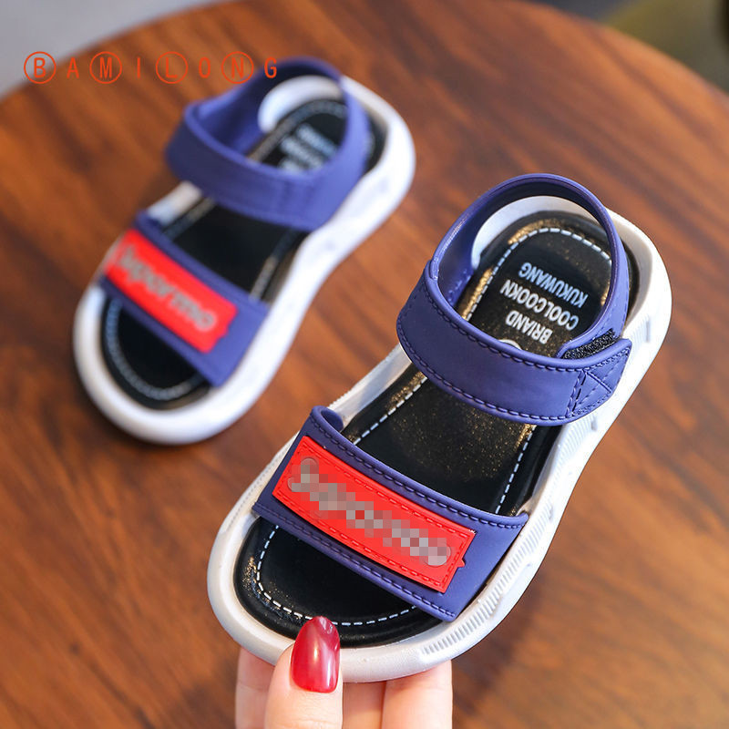 

2020 Summer New Children's Sandals Baby Toddler Shoes Boys Beach Shoes Soft Bottom Non-slip Boys Sports Sandals Leisure K107, Black