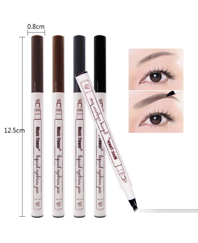 Music Flower Eyebrow Pencil 4 Pointed Waterproof Natural Liquid Eyebrow Enhancers Cosmetics Easy to Wear 4 Colors Available DHL Free-image-580775204