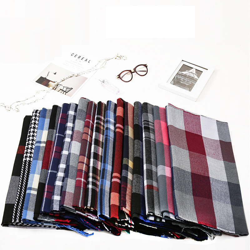 

Mixed style plaid men scarf warm winter cashmere scarves tassels women shawls wraps wool Bufandas Hombre