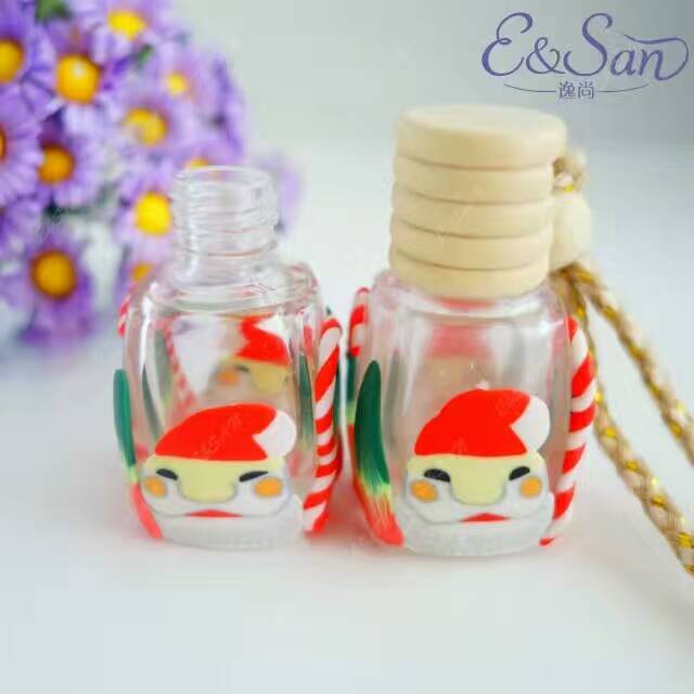 

100PCS/LOT RGB35-8MLSmall Square a Pack of Clay Bottles Santa Printing Car Hanging Glass Bottle