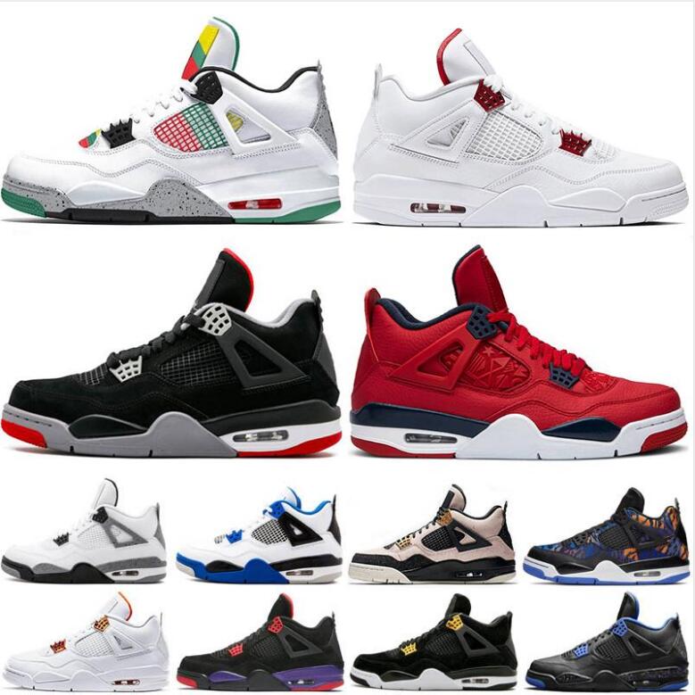 

New Bred White Cement 4 4s IV What The Cactus Jack Cool Grey Mens Basketball Shoes FIBA UNC Denim Blue Mushroom Men Sports women 1s Sneakers, Pizzeria white