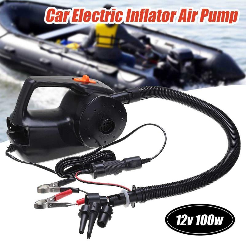 

12V 100W Car Rechargable Pump Electric Inflatable Air Pump For Kayak Boat Swimming Pool Air Cushions Ball Auto Portable Blower