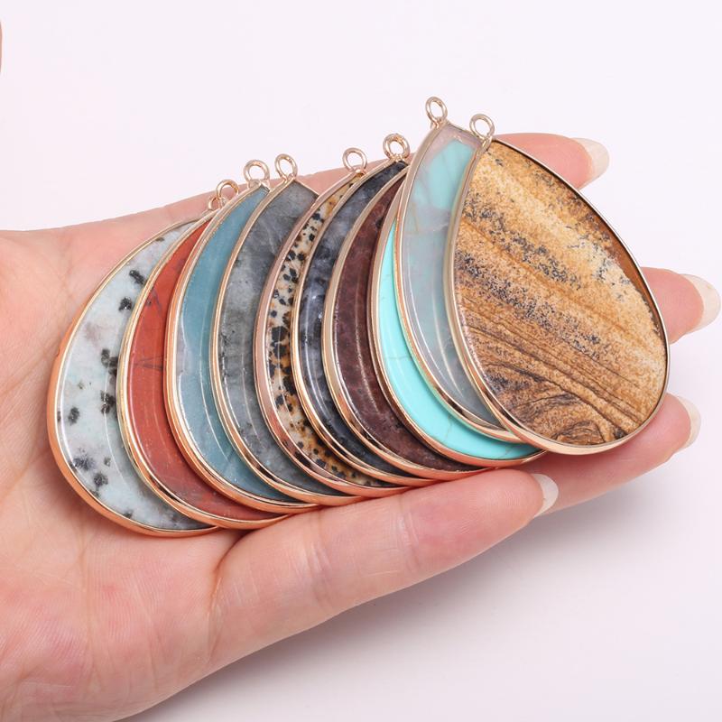 

Natural Stone Charms Pendants Drop-shaped Semi-precious Stone for Jewelry Making Beadwork DIY Bracelet Necklace Earrings