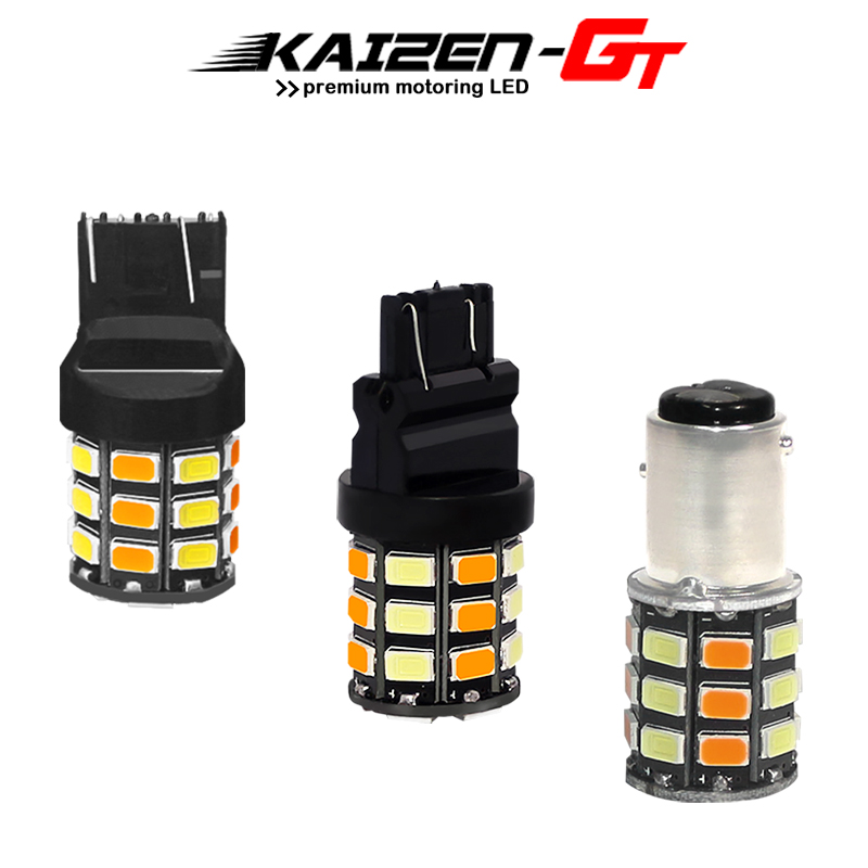 

Switchback T20 7443 BAY15D 1157 3157 T25 Dual-Color White/Amber 33-SMD LED Driving/Parking DRL Lights Front Turn Signal Lights, As pic