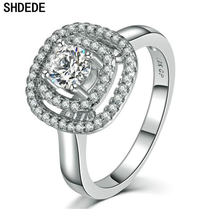 

SHDEDE Finger Rings for Women Wedding Engagement Bridal Jewelry Cubic Zirconia Stone Elegant Ring Accessories -LY652