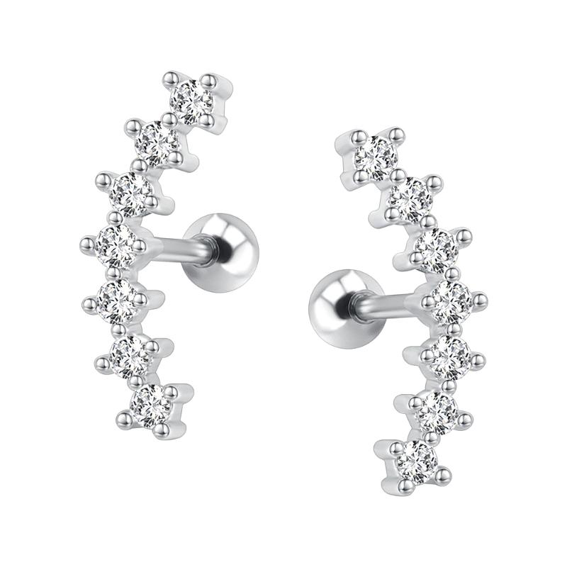 

Stainless Steel Ear Cartilage Piercing Earrings Curve Seven CZ Stud Conch Oreille Jewelry