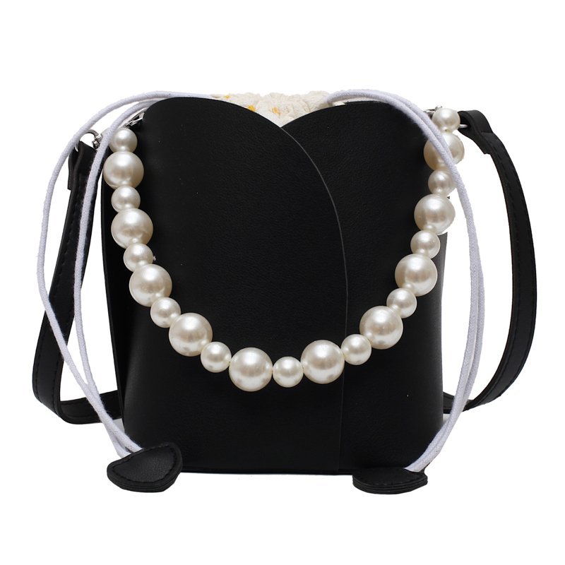 

Ladies Crossbody Bag Creative Petal Bag Female Large Capacity Bucket Beaded Decorative Fashion Handbag Woman, Beige