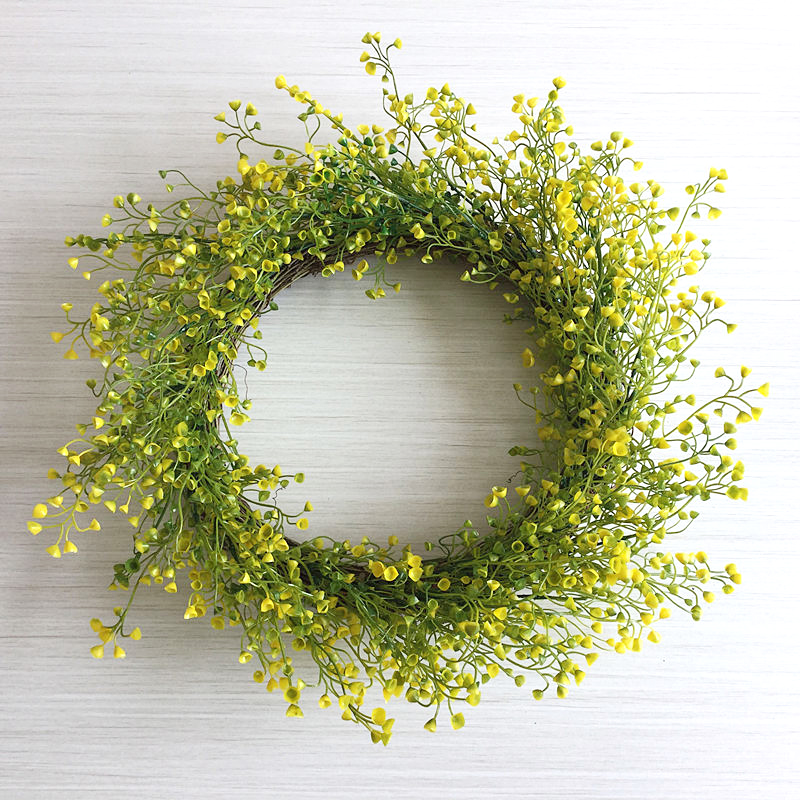 

2020 New Spring Flower Mini Flowers Door Decor Rustic Home Decor Wreath Door Wreath Yellow Green, Light yellow