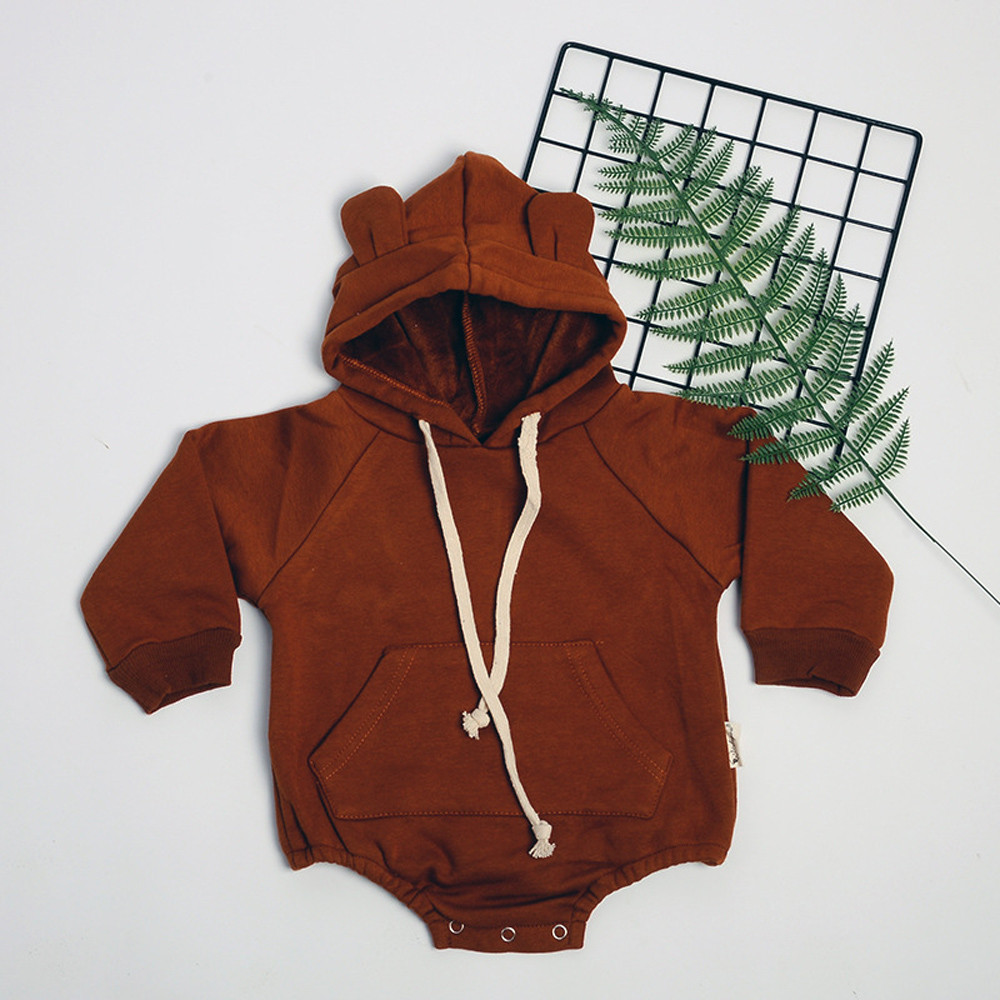 

Baby Costume Newborn Baby Girl Boy Romper Winter Hooded Ear Cloak Rompers Clothes Body Infantil First birthday baptism