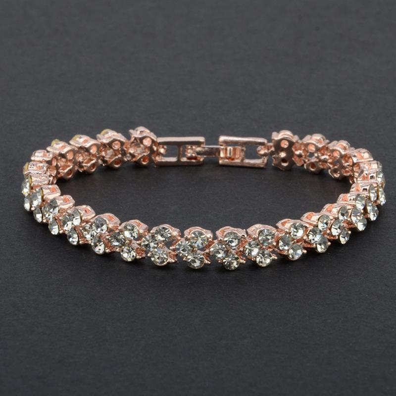 

New Fashion Top Sale Bracelets Roman Style Simple Woman Crystal Bracelets Gifts Femme Link Chain Jewelry Bangles Accessory L0326