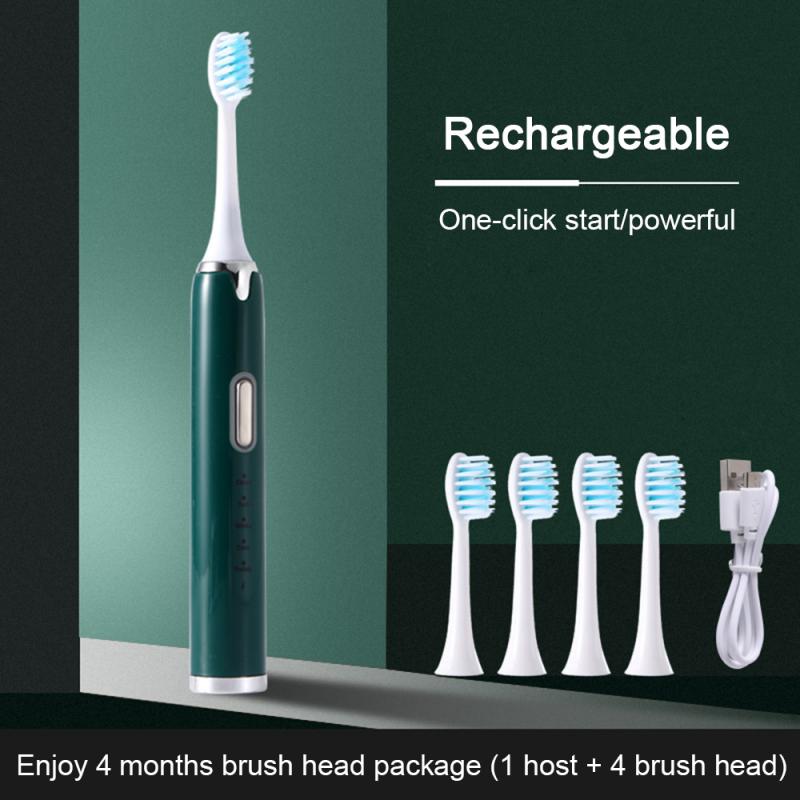 

Ultrasonic Automatic Waterproof Electric Toothbrush USB Rechargeable Upgraded Adult Children Tooth Brush Replacement Heads Set
