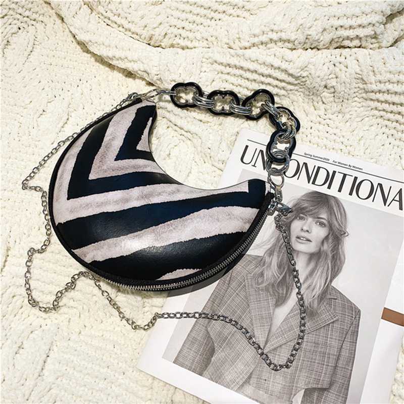 

Diinovivo Crescent Moon Shape Shoulder Bag Small Handbag Fashion Chain Bag For Women Luxury Hobo New Arrival 2020 WHDV1580, Cow white