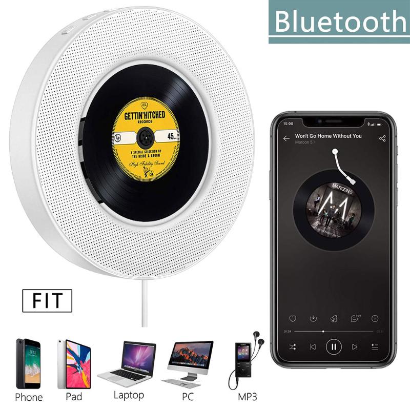 

Portable CD Player Wall Mounted Bluetooth CD CD-R CD-RW MP3 WMA Player TF Card AUX Audio Input